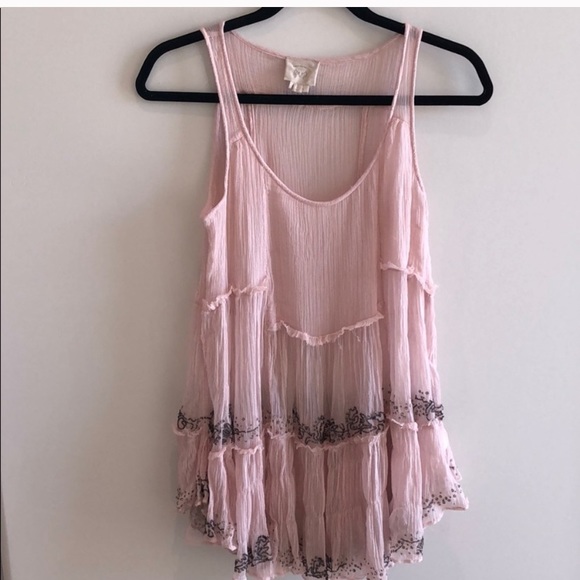 Free People Tops - BOUTIQUE PINK CHIFFON SHEER TUNIC